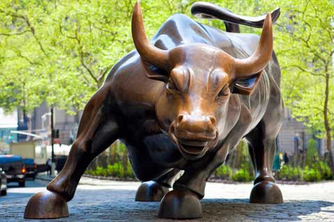 Hot Selling Famous design Statue Life Size Bronze Wall Street Bull Sculpture for Sale