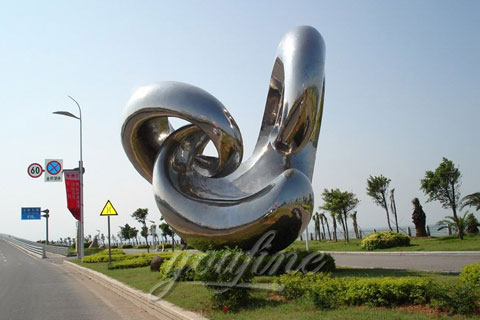 Modern Stainless Steel Sculpture with High Polished for Sale