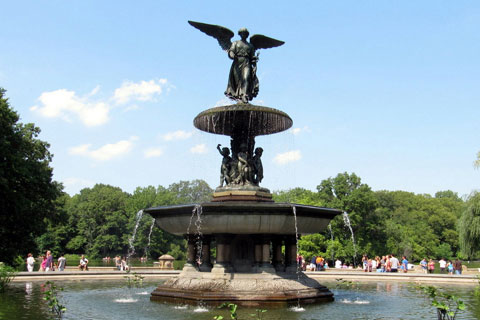 Outdoor Decorative Bronze Bethesda Fountain rises high above Bethesda Terrace Sculpture