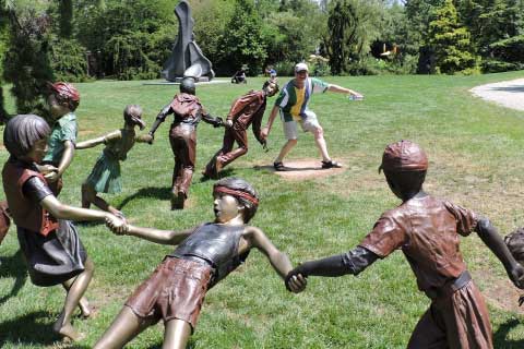 Popular design Garden & Yard Bronze Sculpture with Children Playing