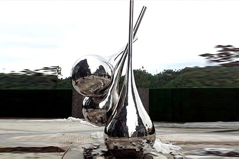 Outdoor Water droplets mirror stainless artwork Sculpture design for sale